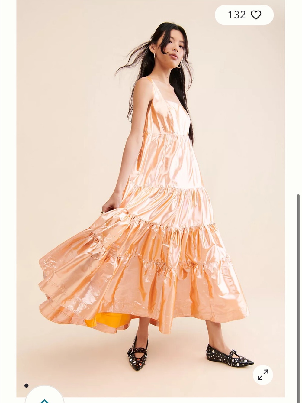 Let Me Be - Shimmering Peach Tiered Maxi Dress